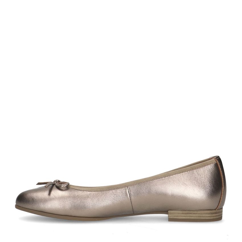 Bronzen leren ballerina's met strik