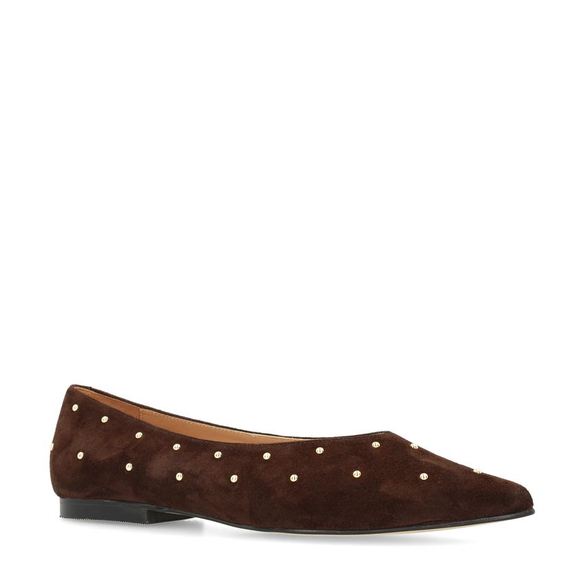 Donkerbruine suède loafers met studs
