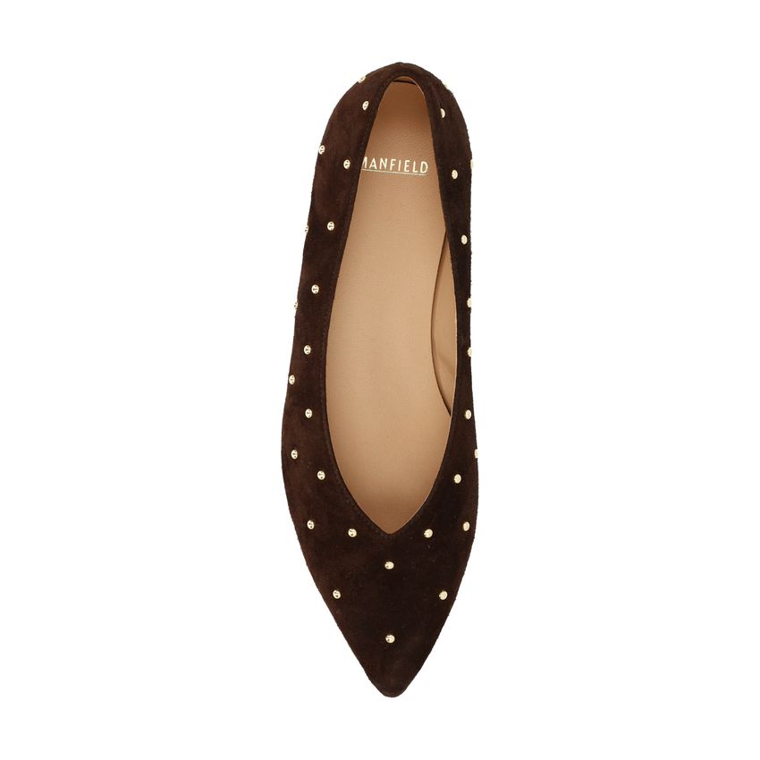 Donkerbruine suède loafers met studs