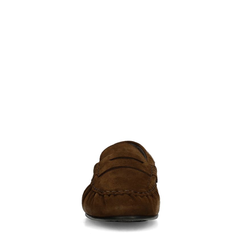Bruine suède loafers