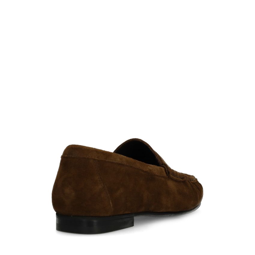 Bruine suède loafers