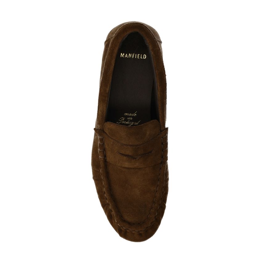 Bruine suède loafers
