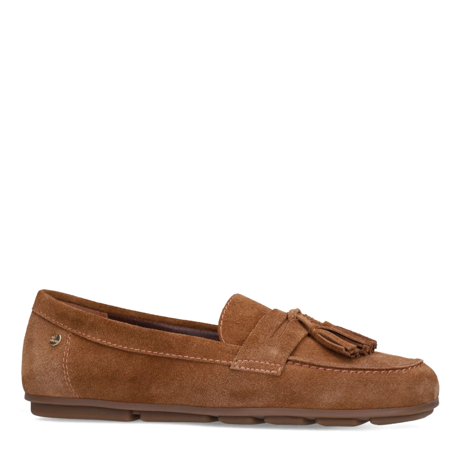 Braune Veloursleder-Loafer mit Fransen