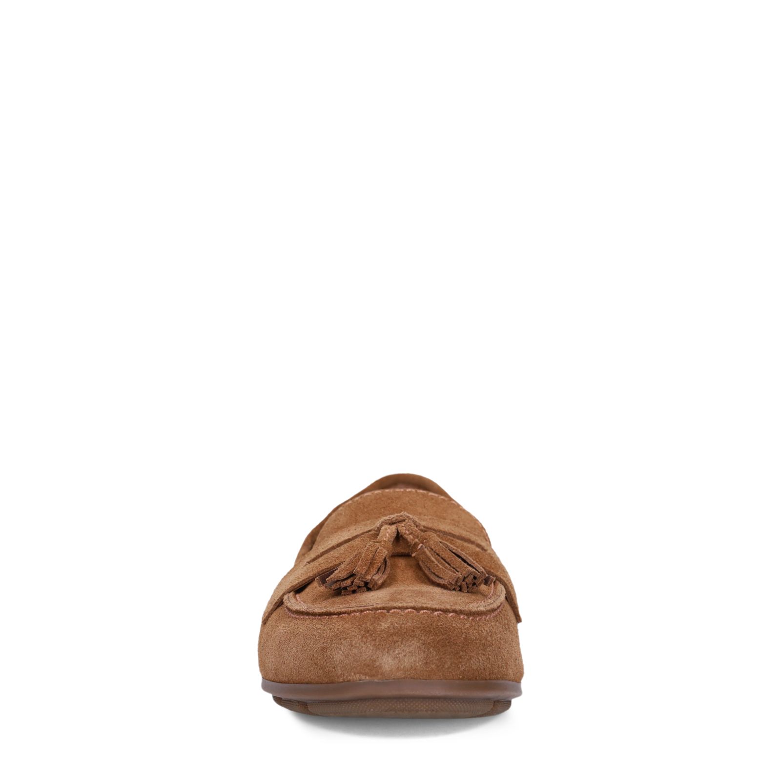 Braune Veloursleder-Loafer mit Fransen