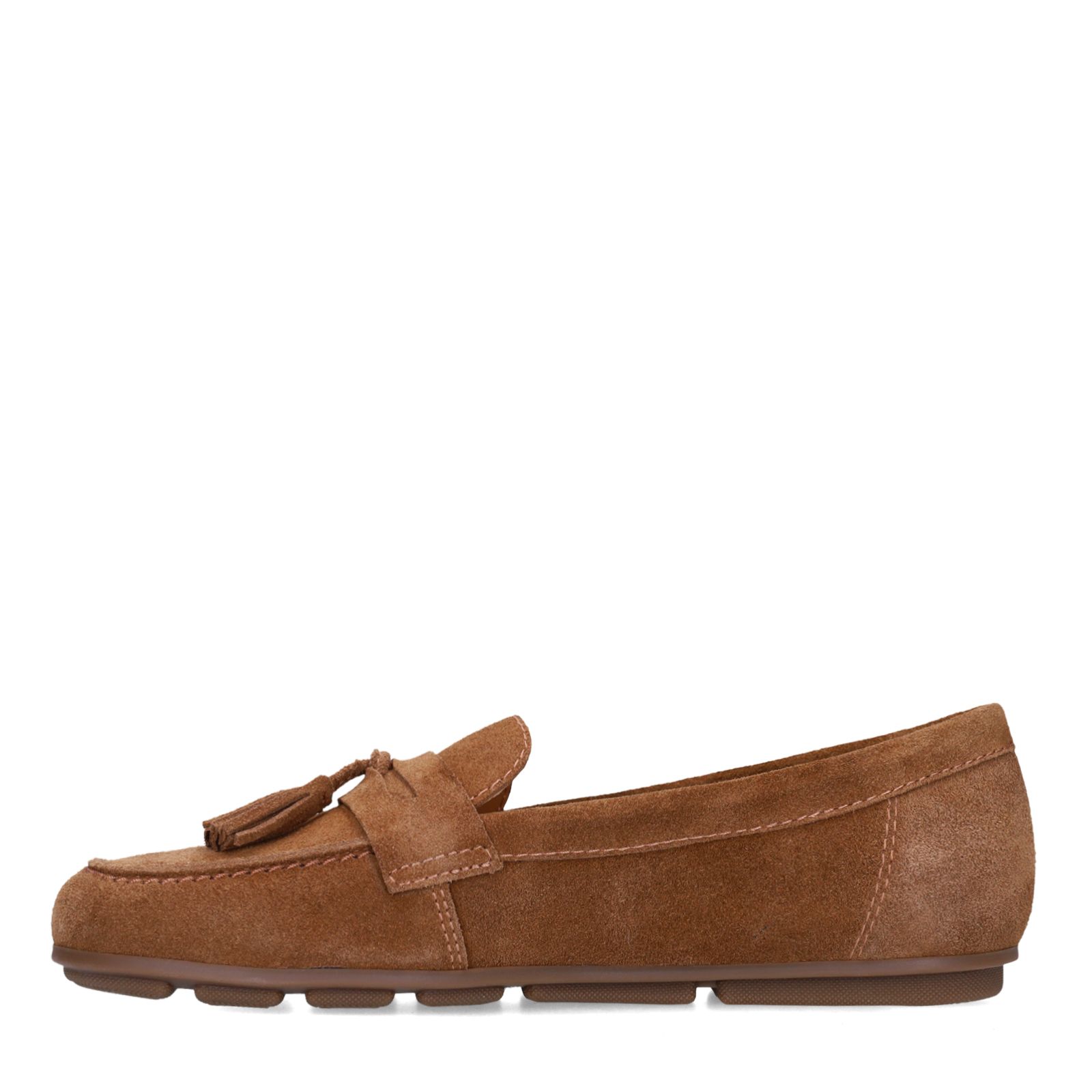Braune Veloursleder-Loafer mit Fransen