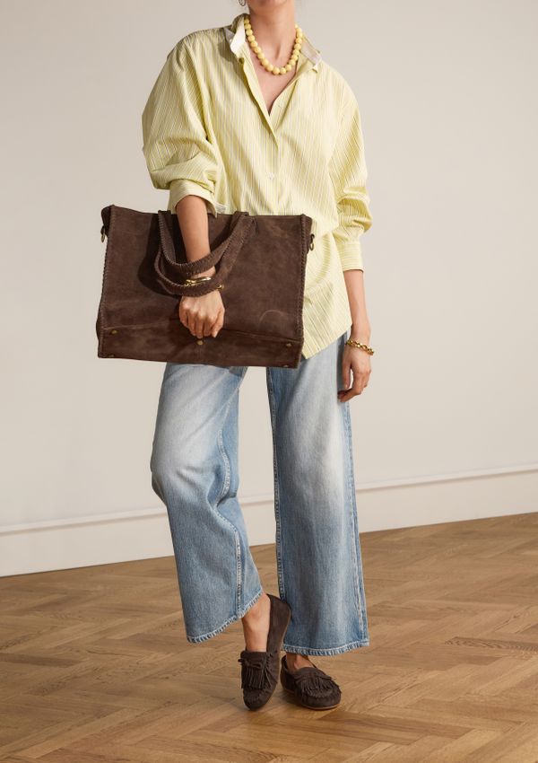 Bruine suède loafers