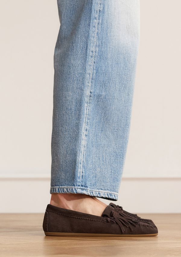 Bruine suède loafers