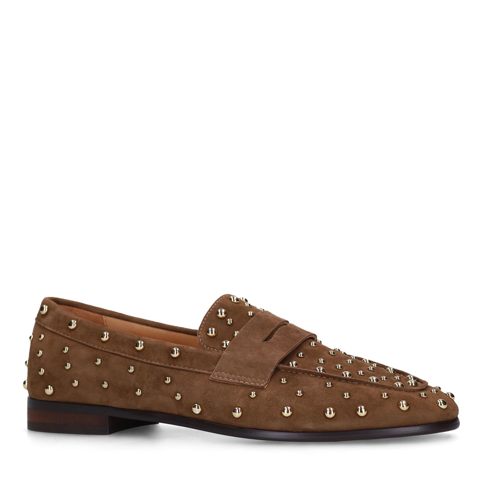 Bruine suède loafers met studs