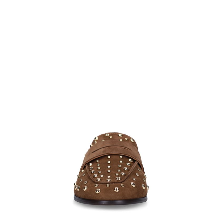 Braune Veloursleder-Loafer mit Nieten