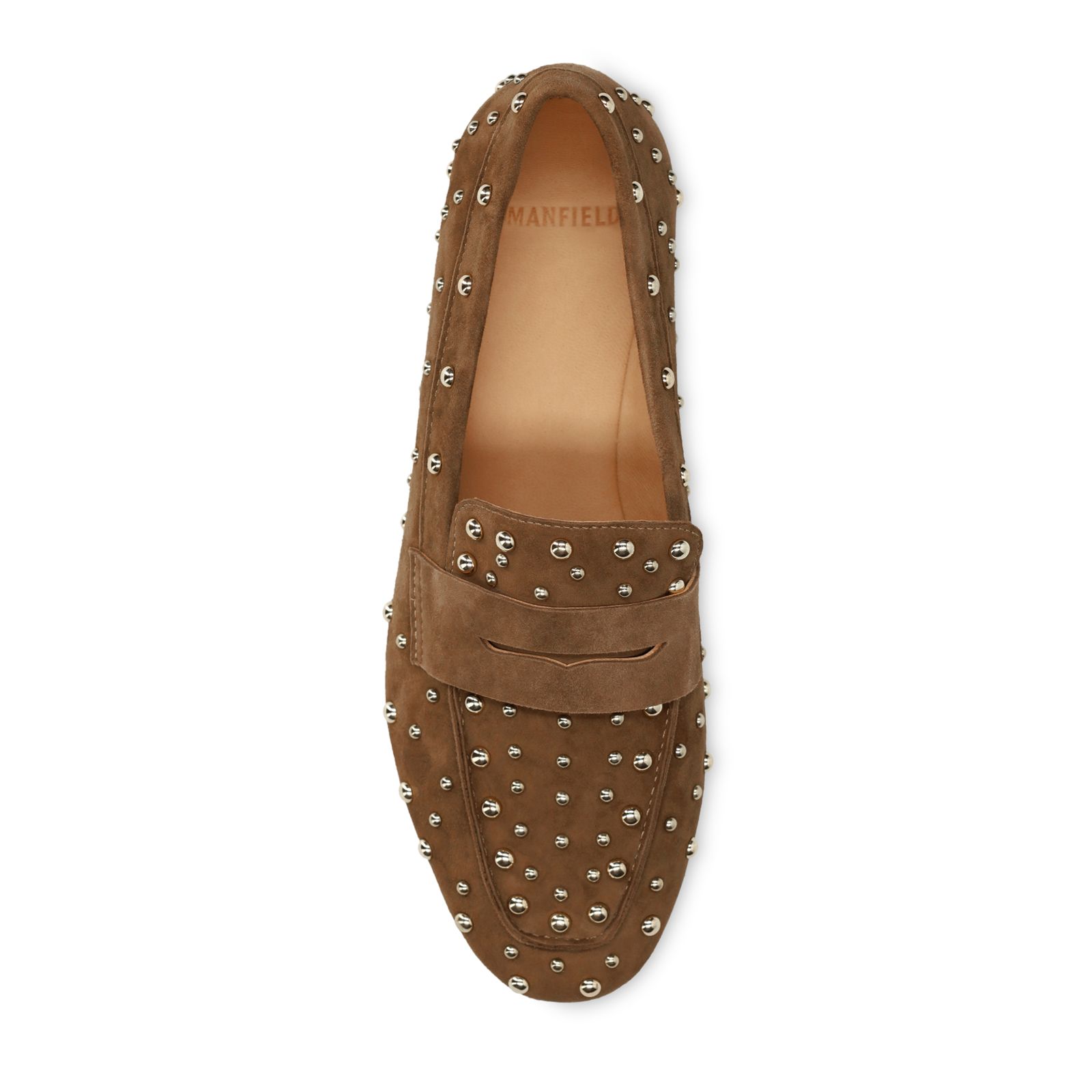 Bruine suède loafers met studs