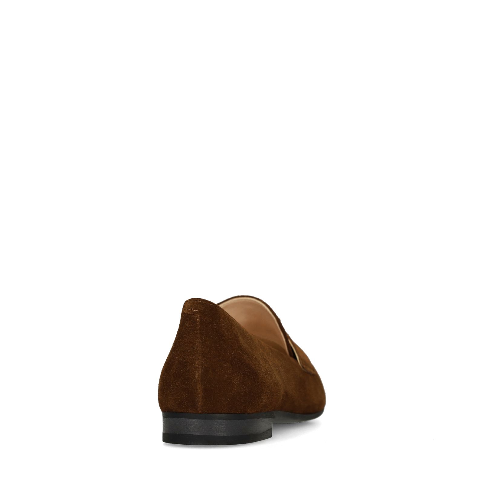 Dunkelbraune Veloursleder-Loafer mit goldfarbenen Nieten