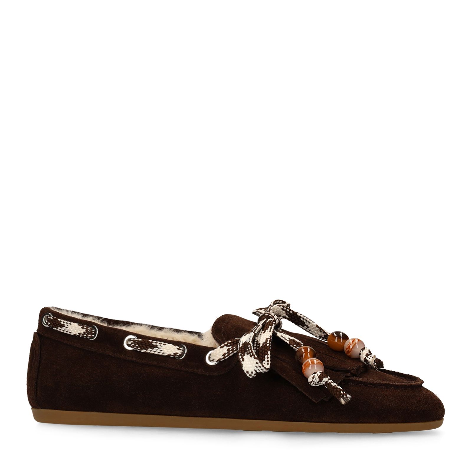 Donkerbruine suède bontloafers