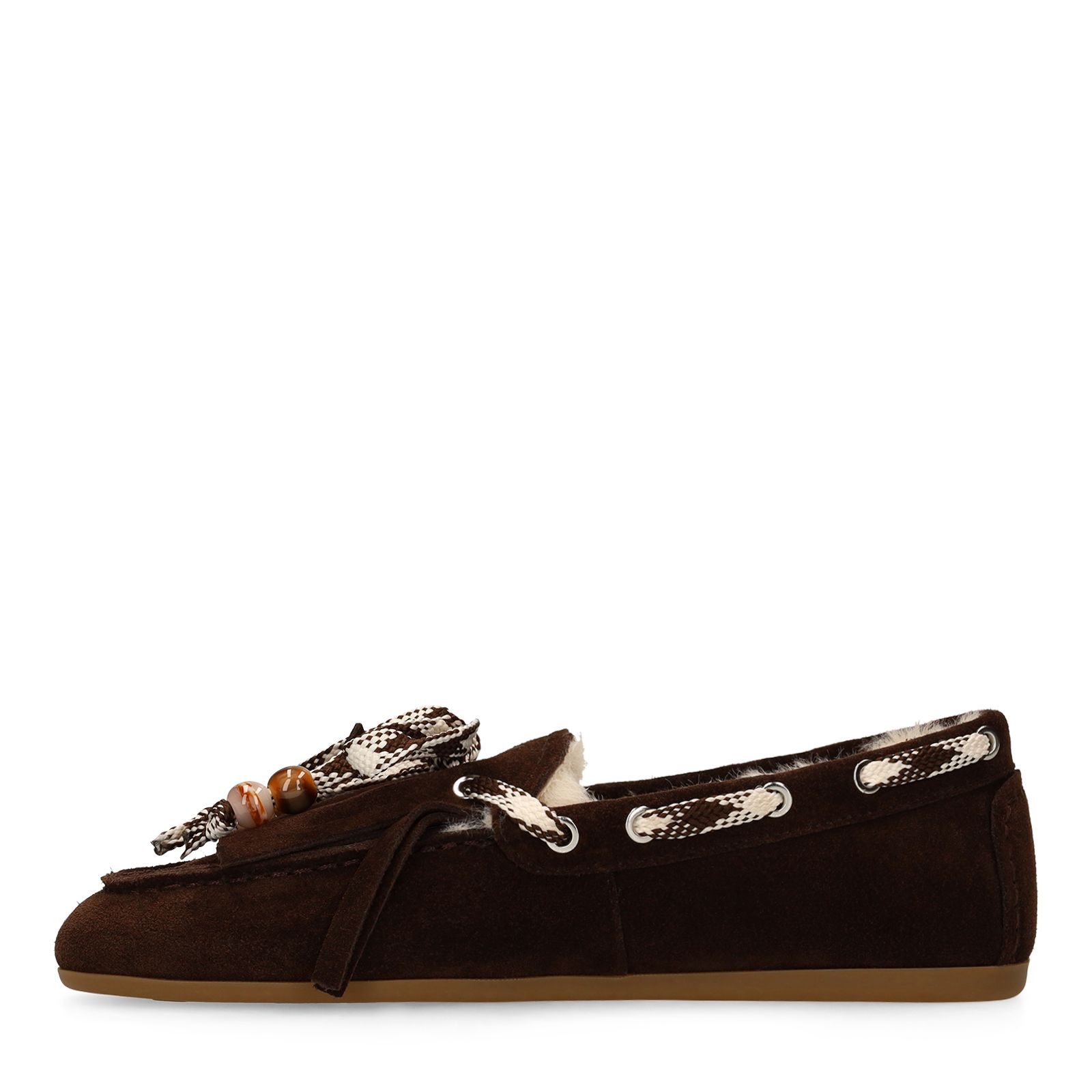Donkerbruine suède bontloafers