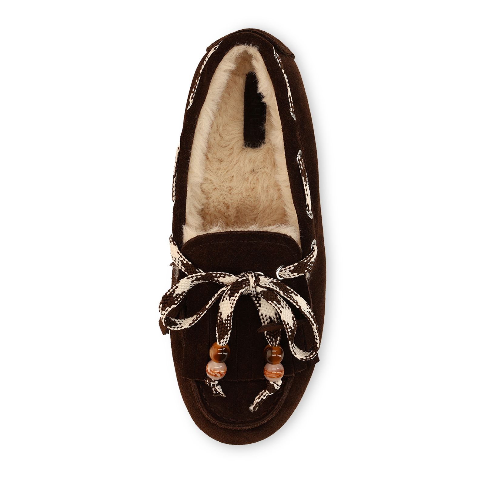 Donkerbruine suède bontloafers