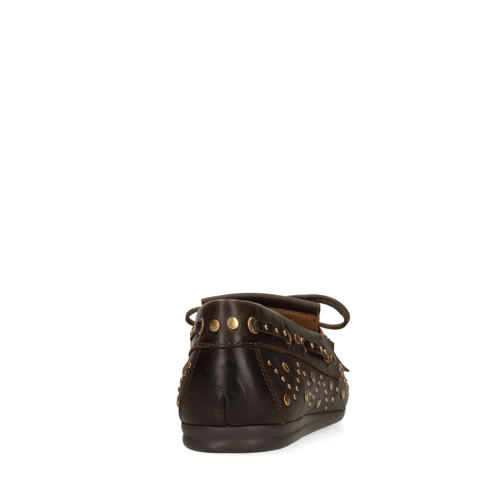 Donkerbruine leren loafers met gouden studs