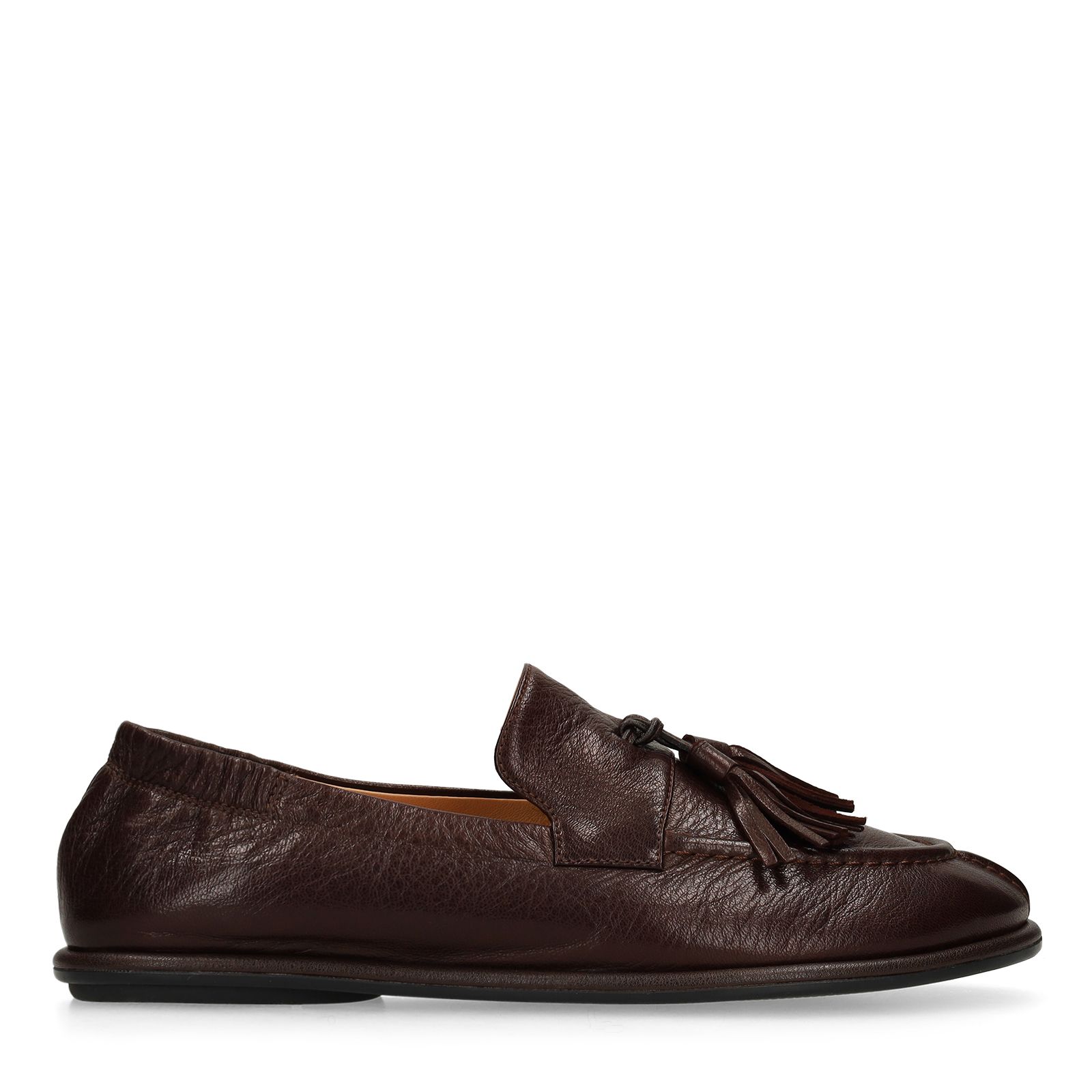 Donkerbruine leren loafers met kwastjes