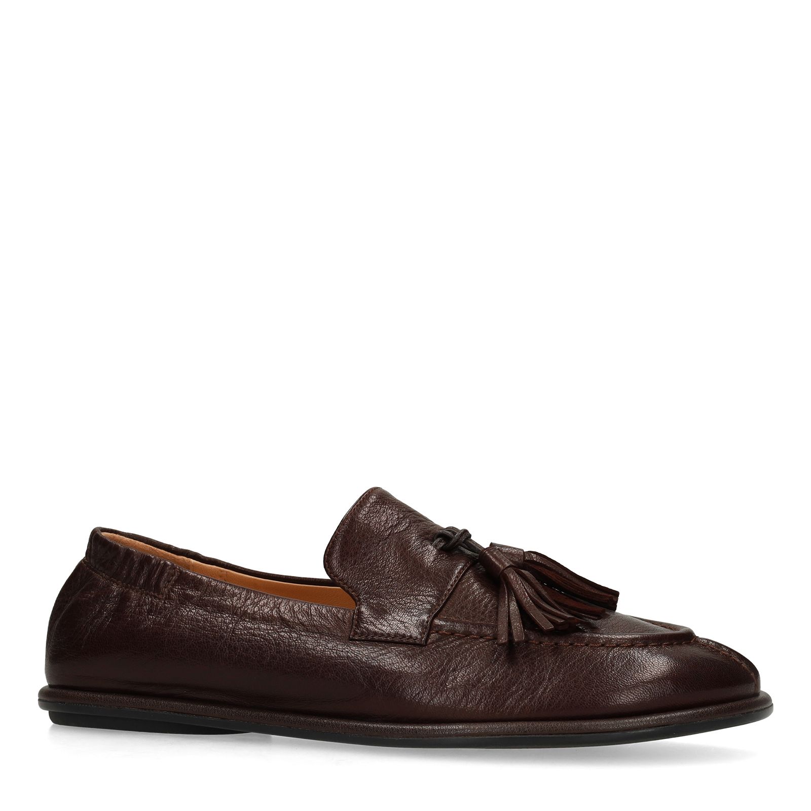 Donkerbruine leren loafers met kwastjes
