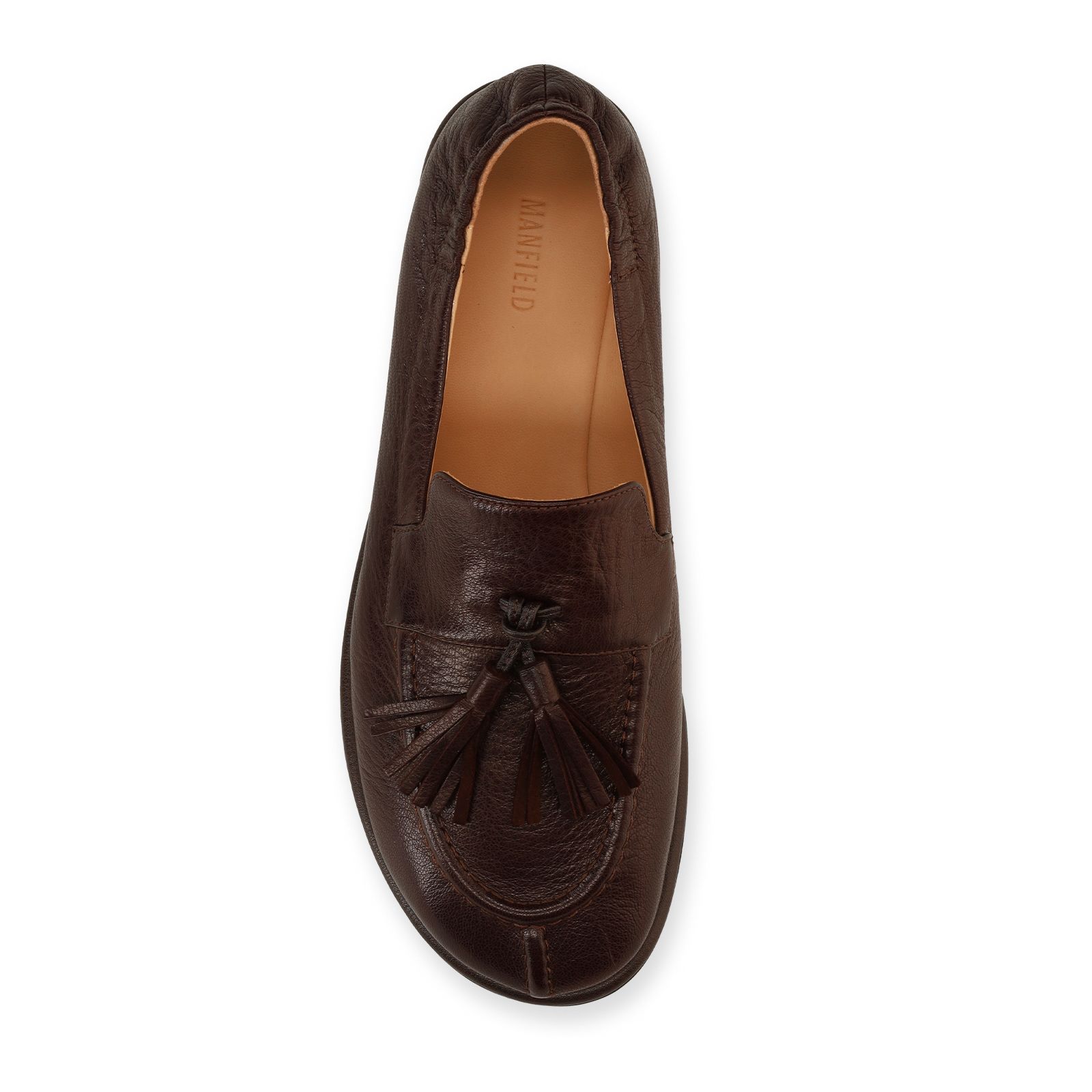 Donkerbruine leren loafers met kwastjes