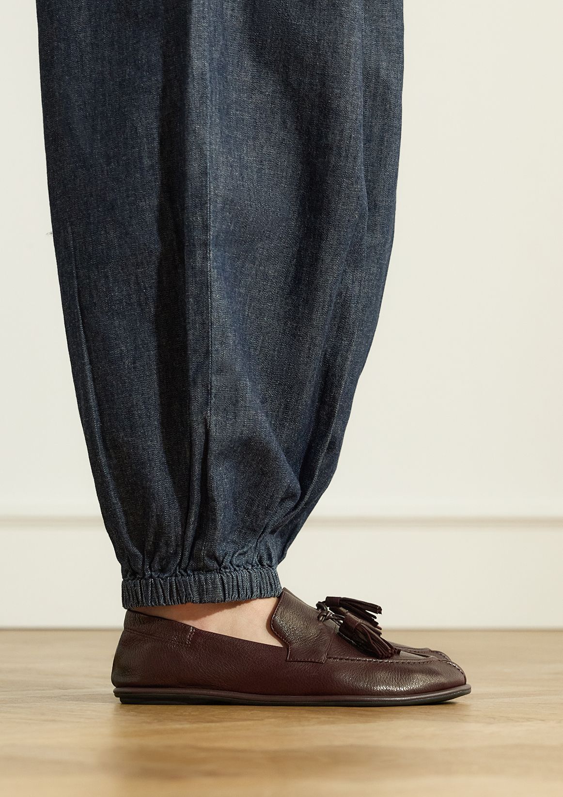 Donkerbruine leren loafers met kwastjes