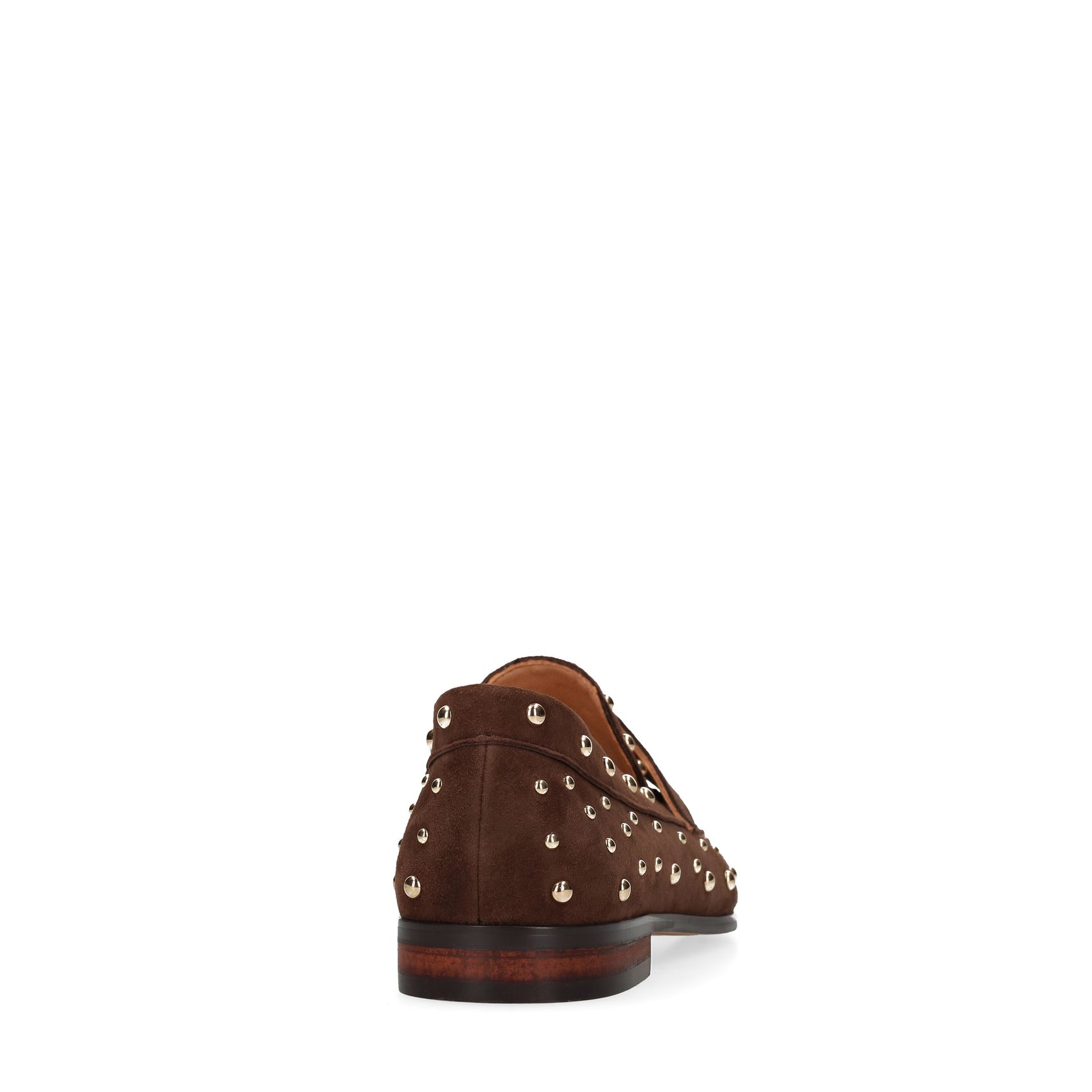Dunkelbraune Veloursleder-Loafer mit Nieten