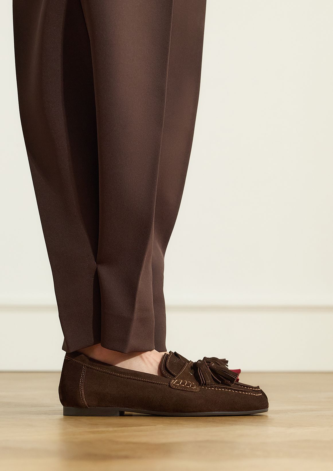 Donkerbruine suède loafers