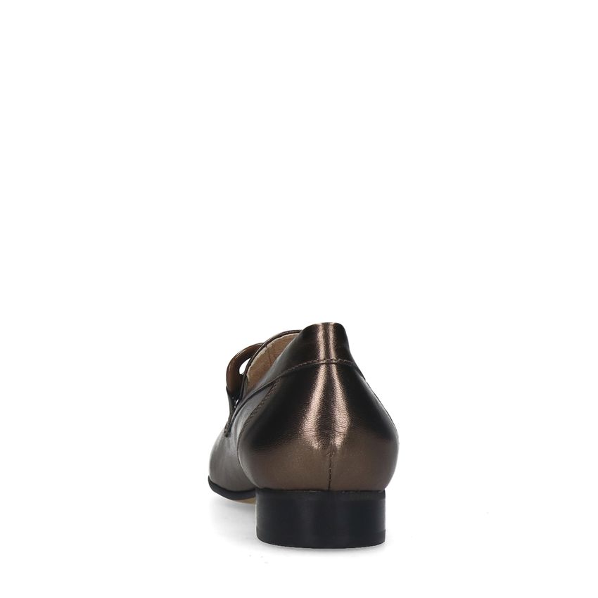 Bronzefarbene Loafer mit Ketten-Detail