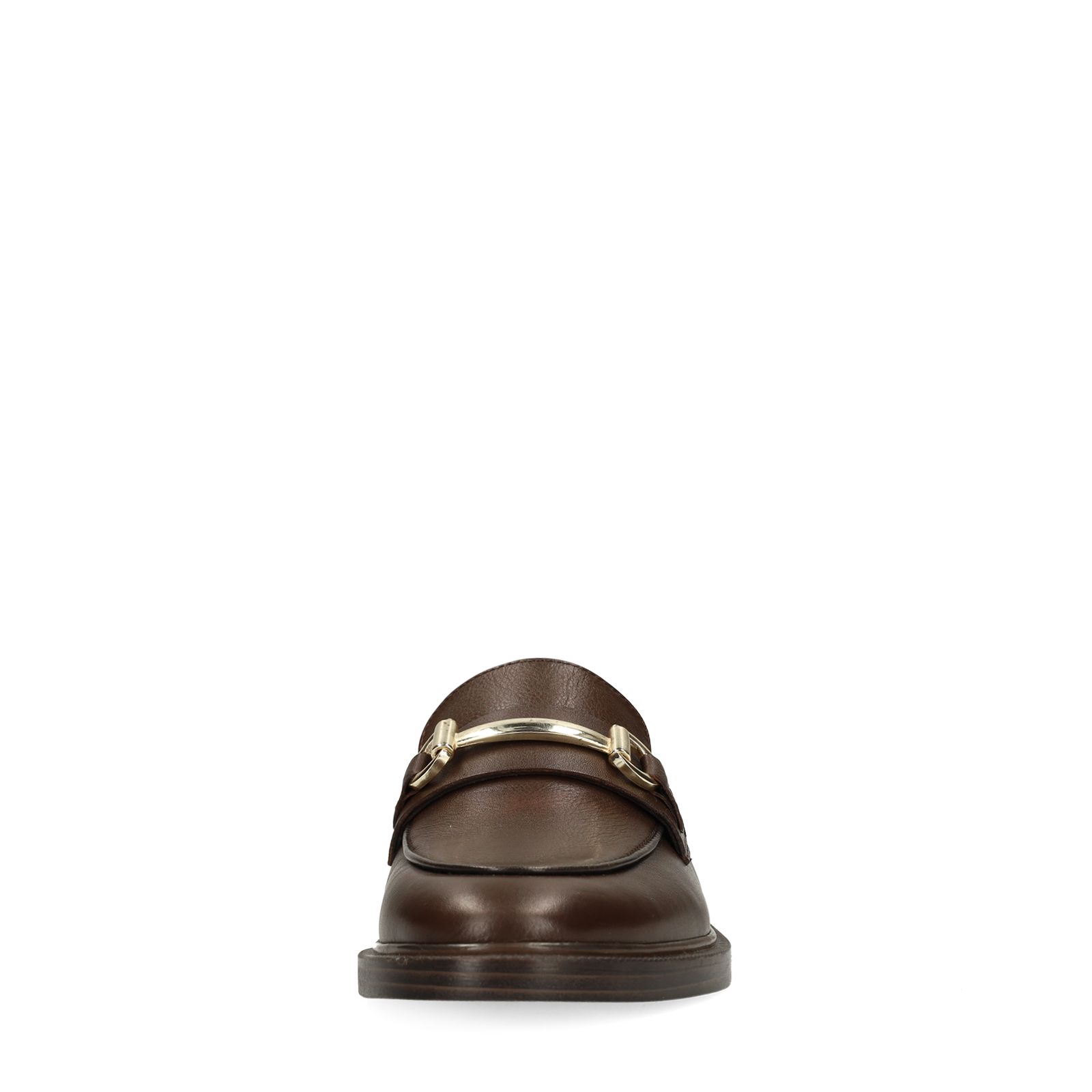 Donkerbruine leren loafers met goudkleurig detail