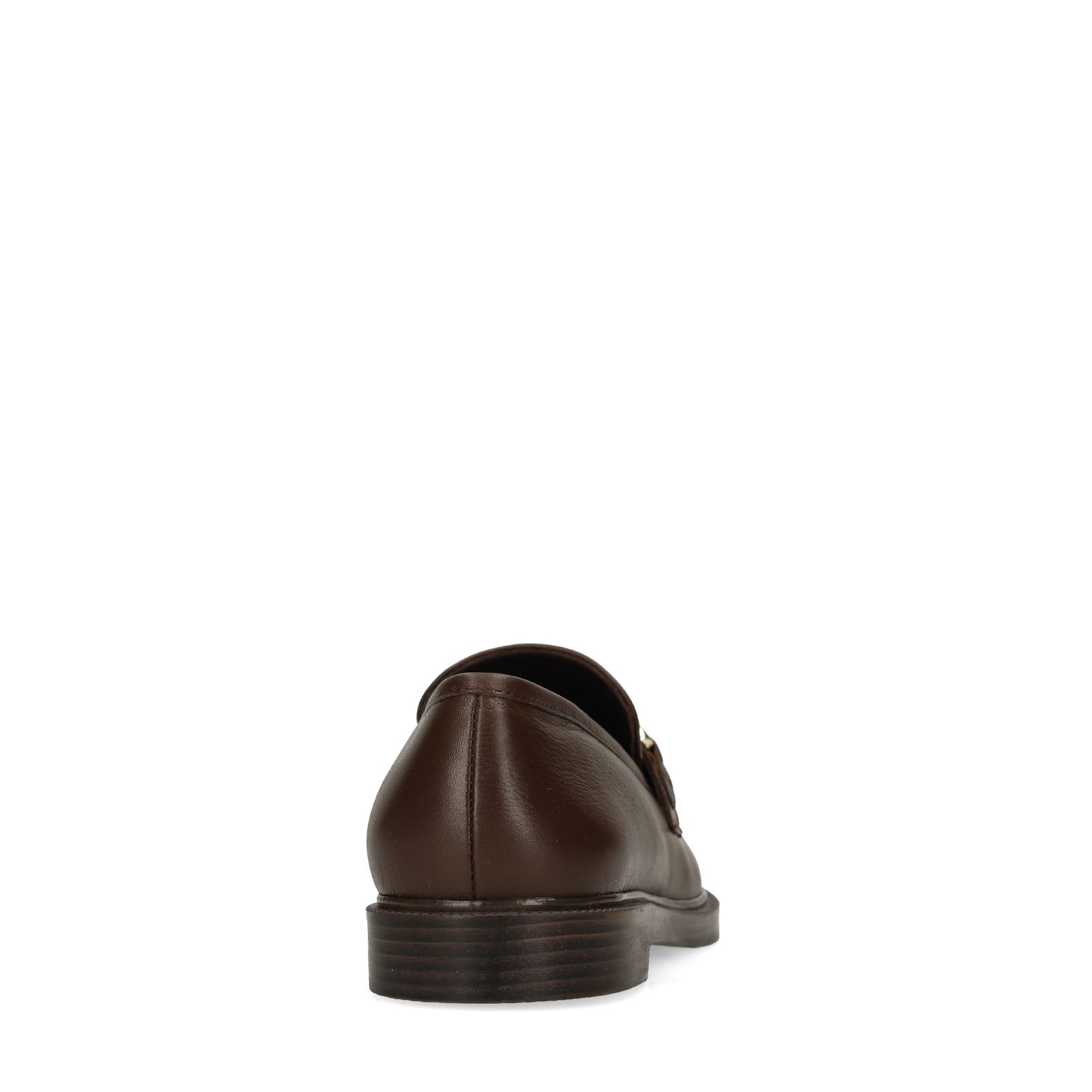 Donkerbruine leren loafers met goudkleurig detail