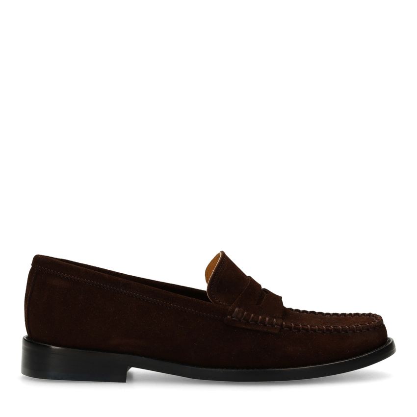 Donkerbruine suède loafers