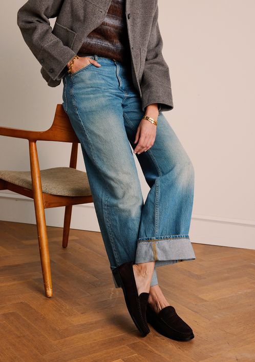 Donkerbruine suède loafers