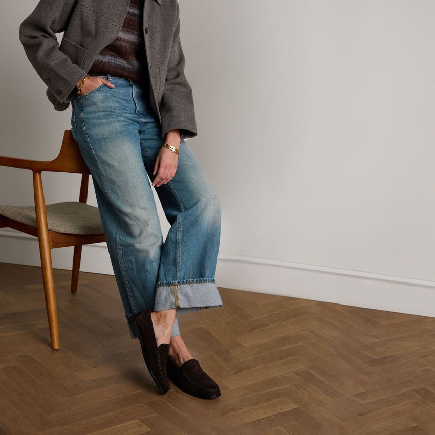 Dunkelbraune Veloursleder-Loafer