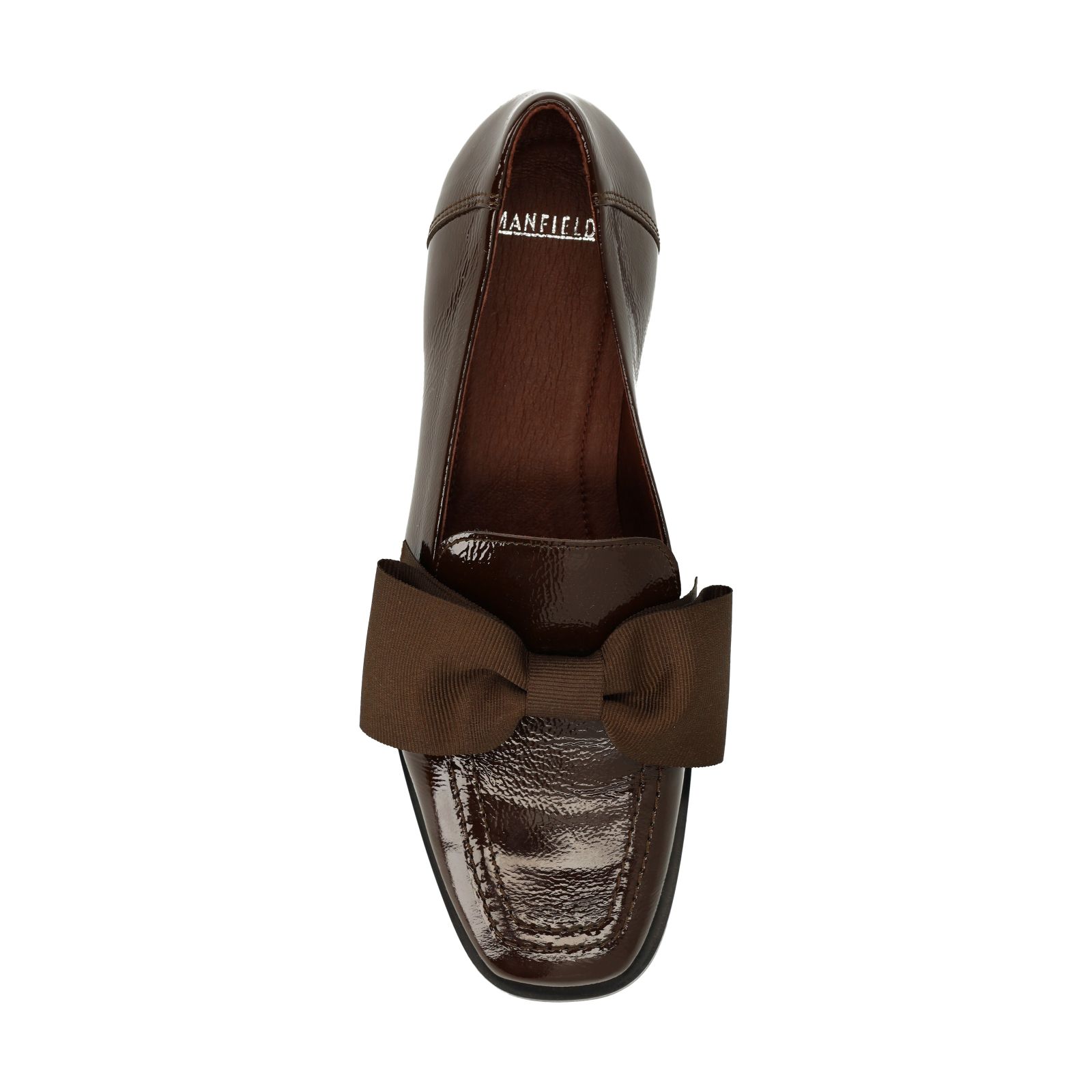 Bruine lakleren loafers met strik