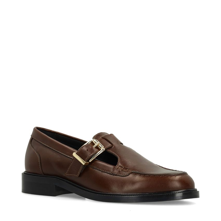 Donkerbruine leren loafers