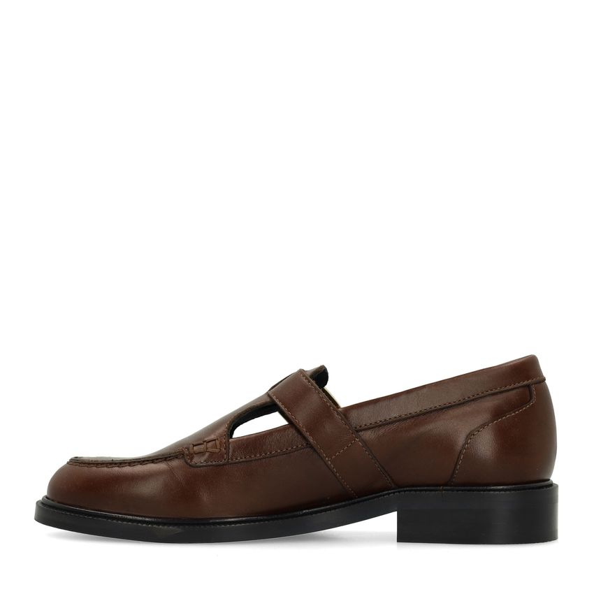 Donkerbruine leren loafers