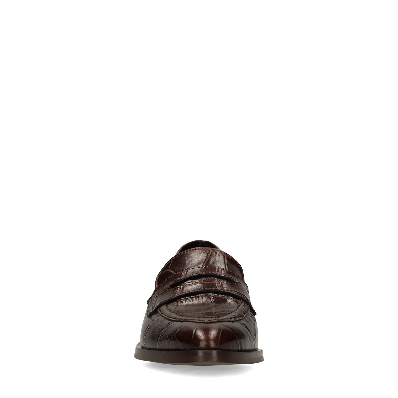 Bruine leren croco loafers
