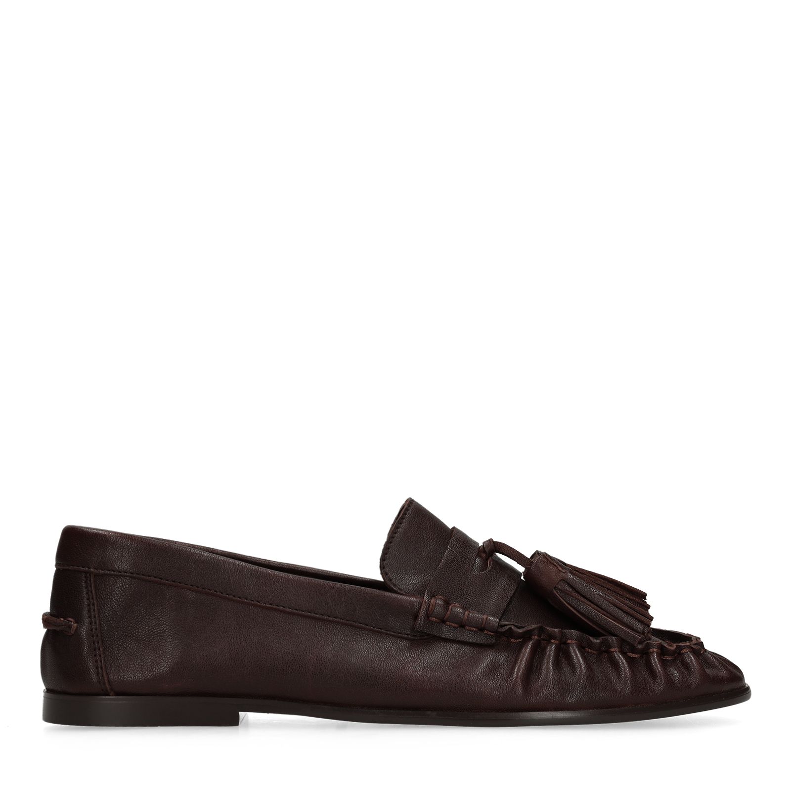 Donkerbruine leren loafers met kwastjes
