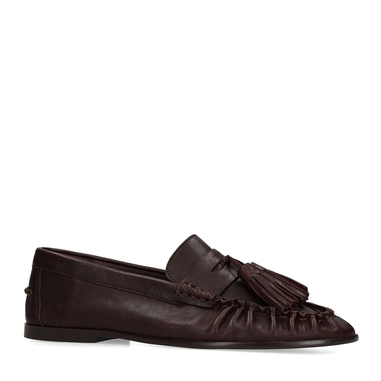 Donkerbruine leren loafers met kwastjes