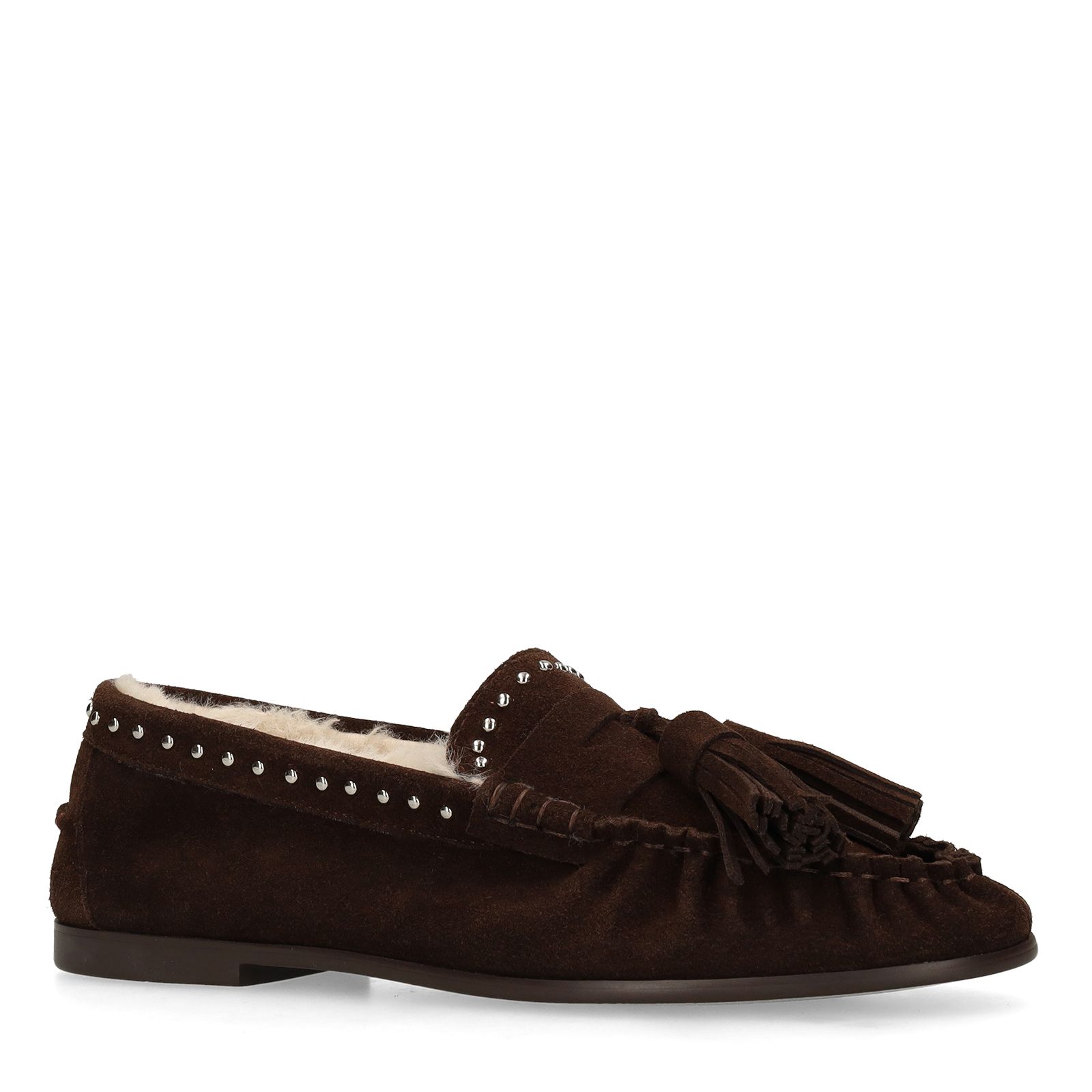 Dunkelbraune Veloursleder-Loafer mit Futter