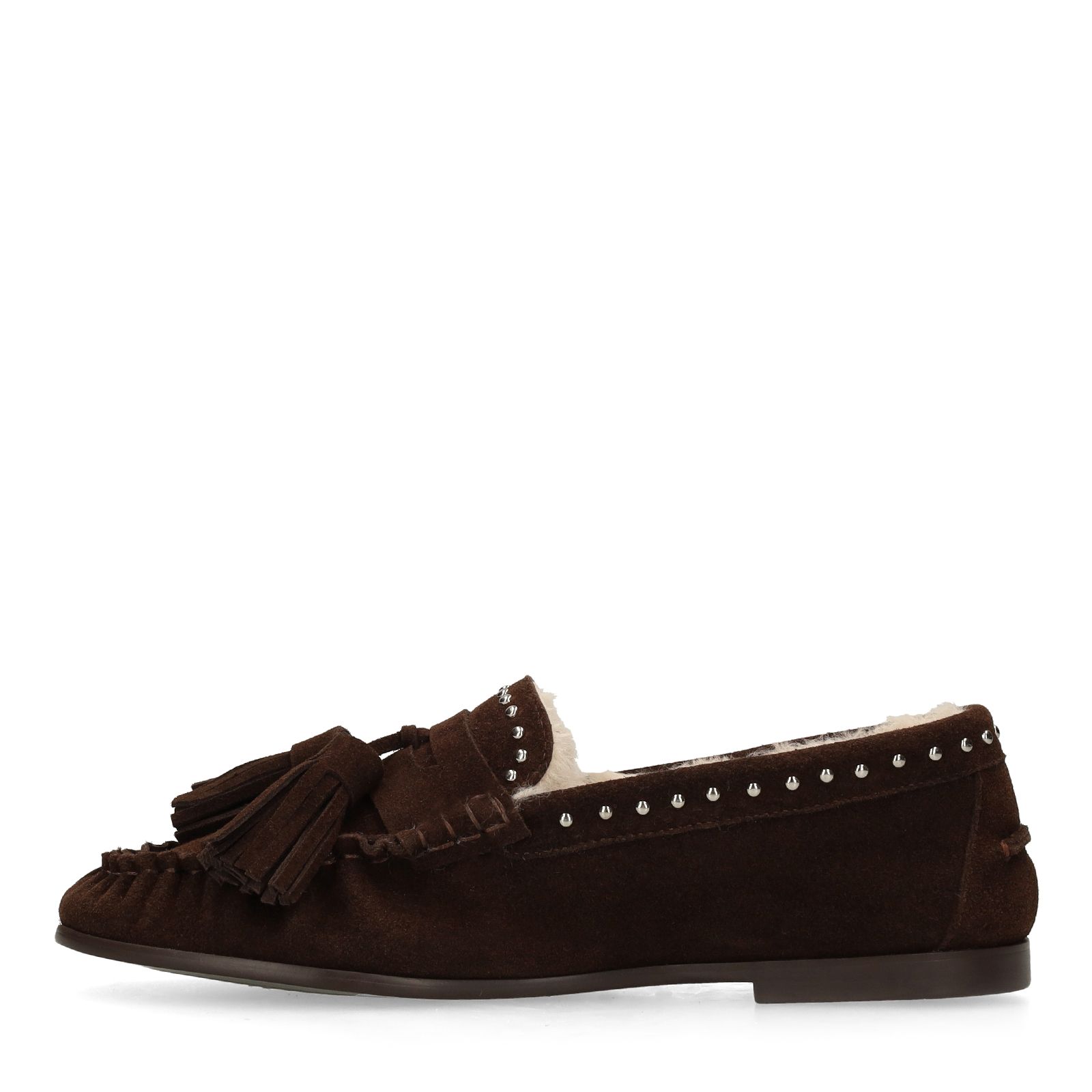 Dunkelbraune Veloursleder-Loafer mit Futter