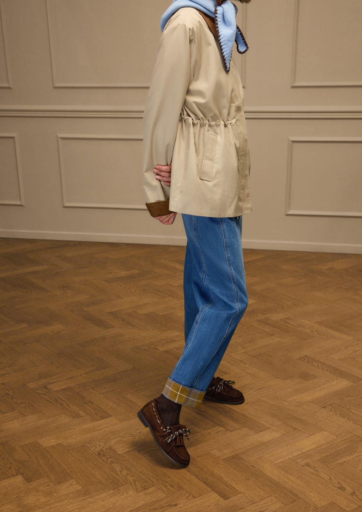 Donkerbruine gevoerde suède loafers