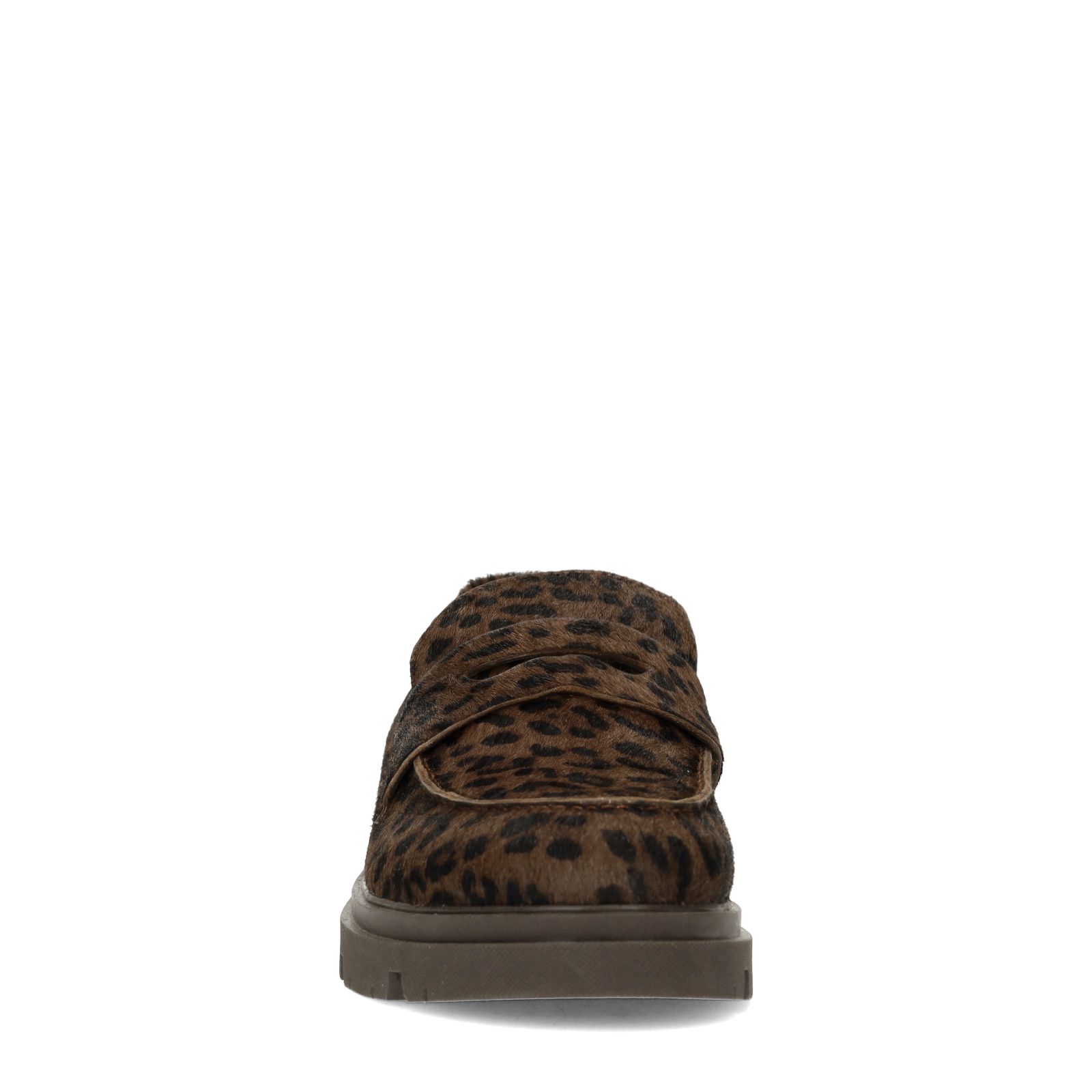 Leopard loafers met pony hair
