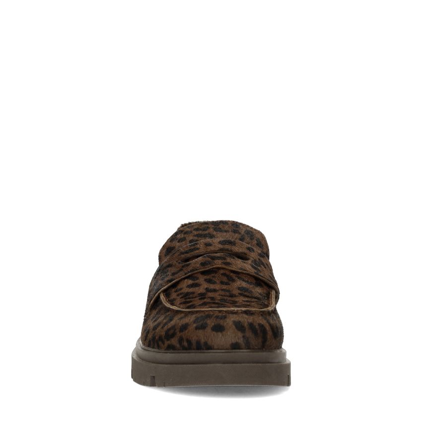 Leopard loafers met pony hair