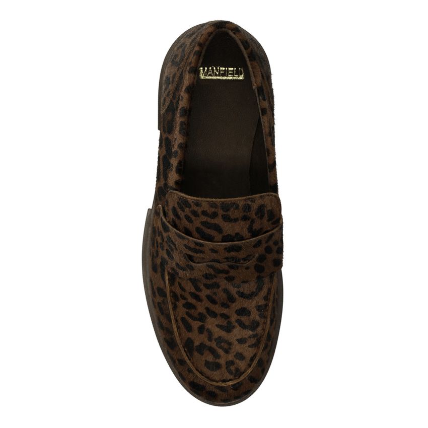 Leopard loafers met pony hair