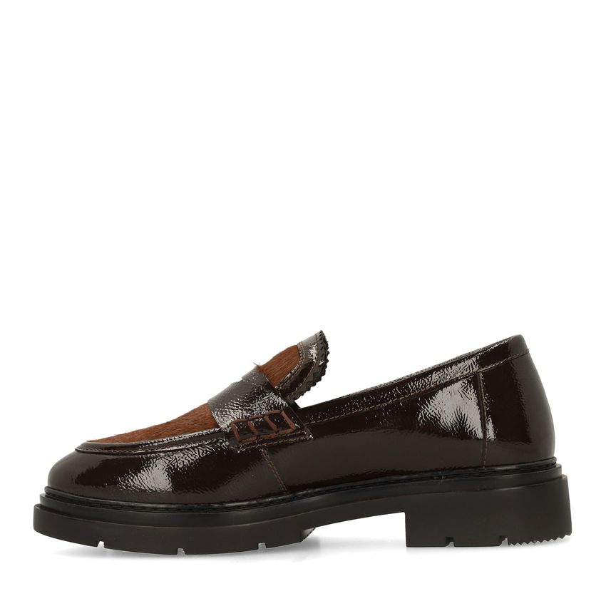 Bruine lakleren loafers