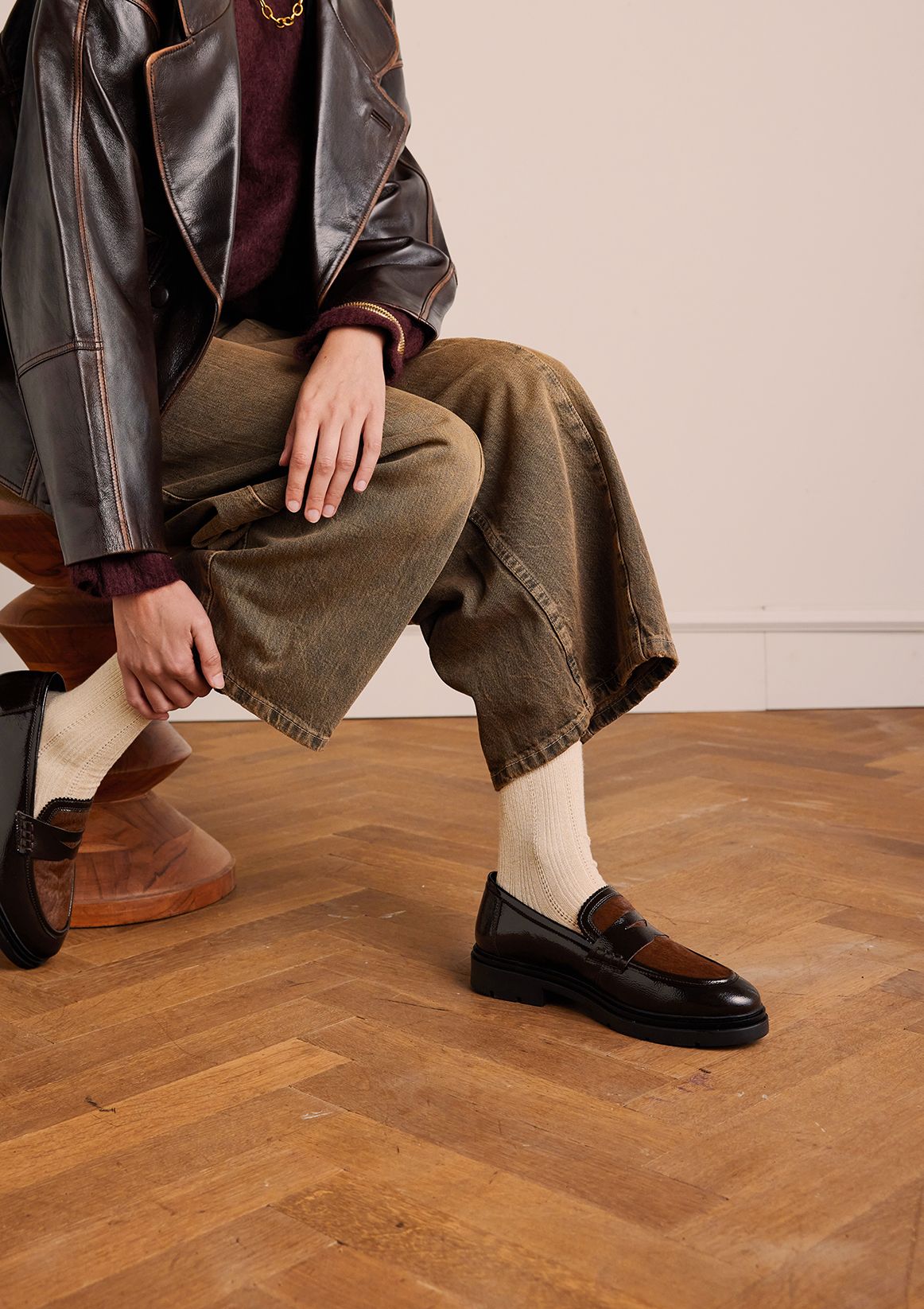 Braune Loafer aus Lackleder
