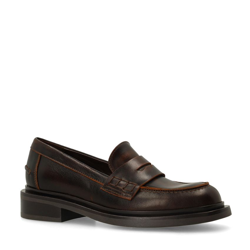 Bruine leren loafers