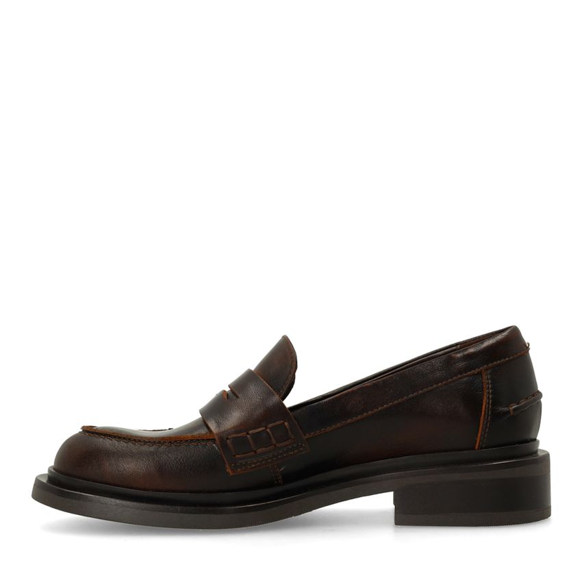 Bruine leren loafers