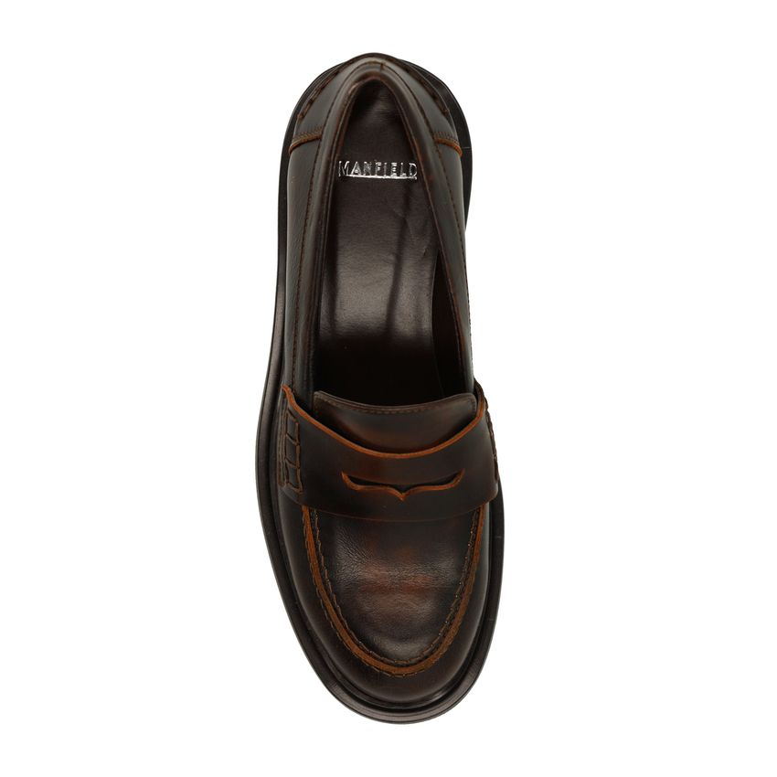 Bruine leren loafers