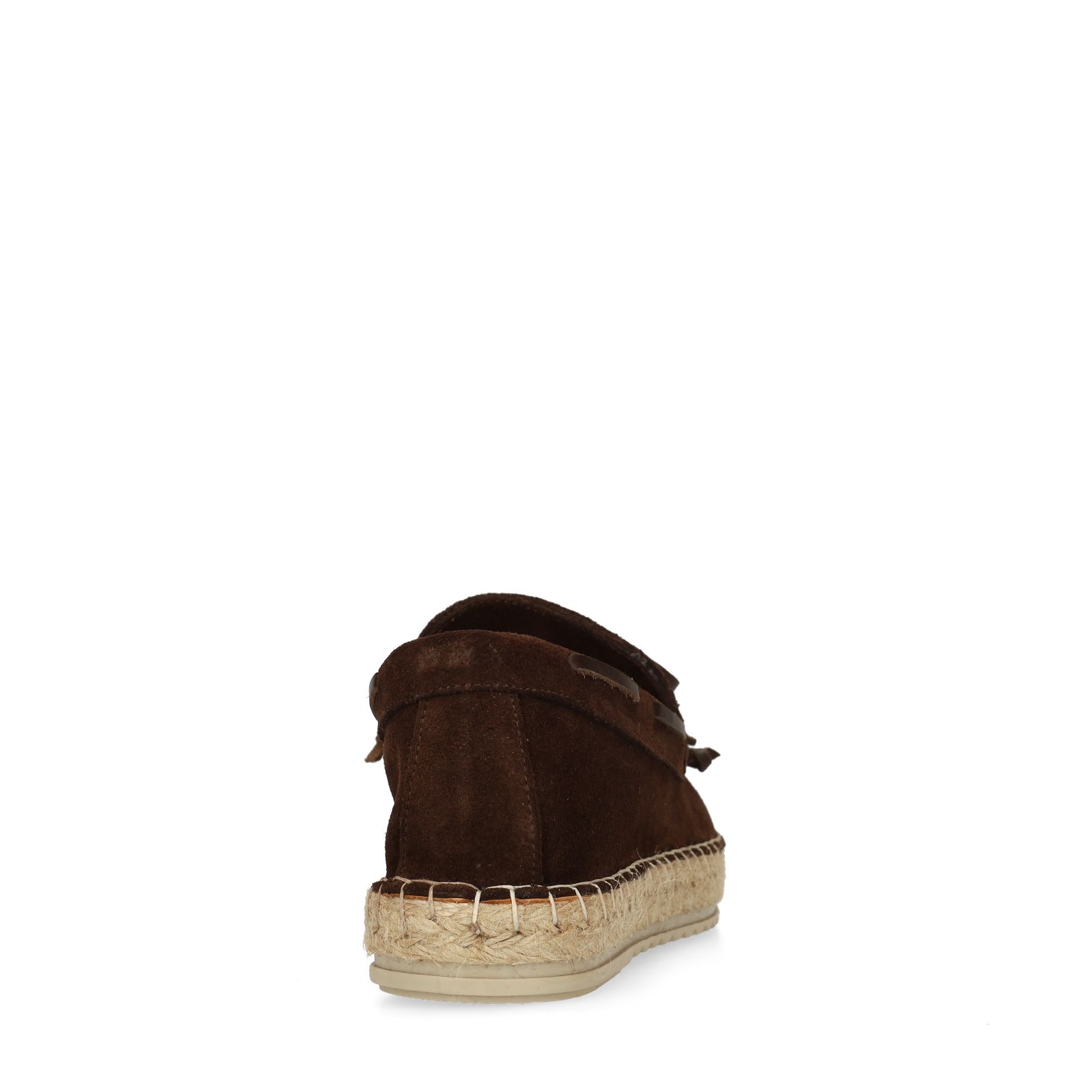 Bruine suède espadrilles met franjes