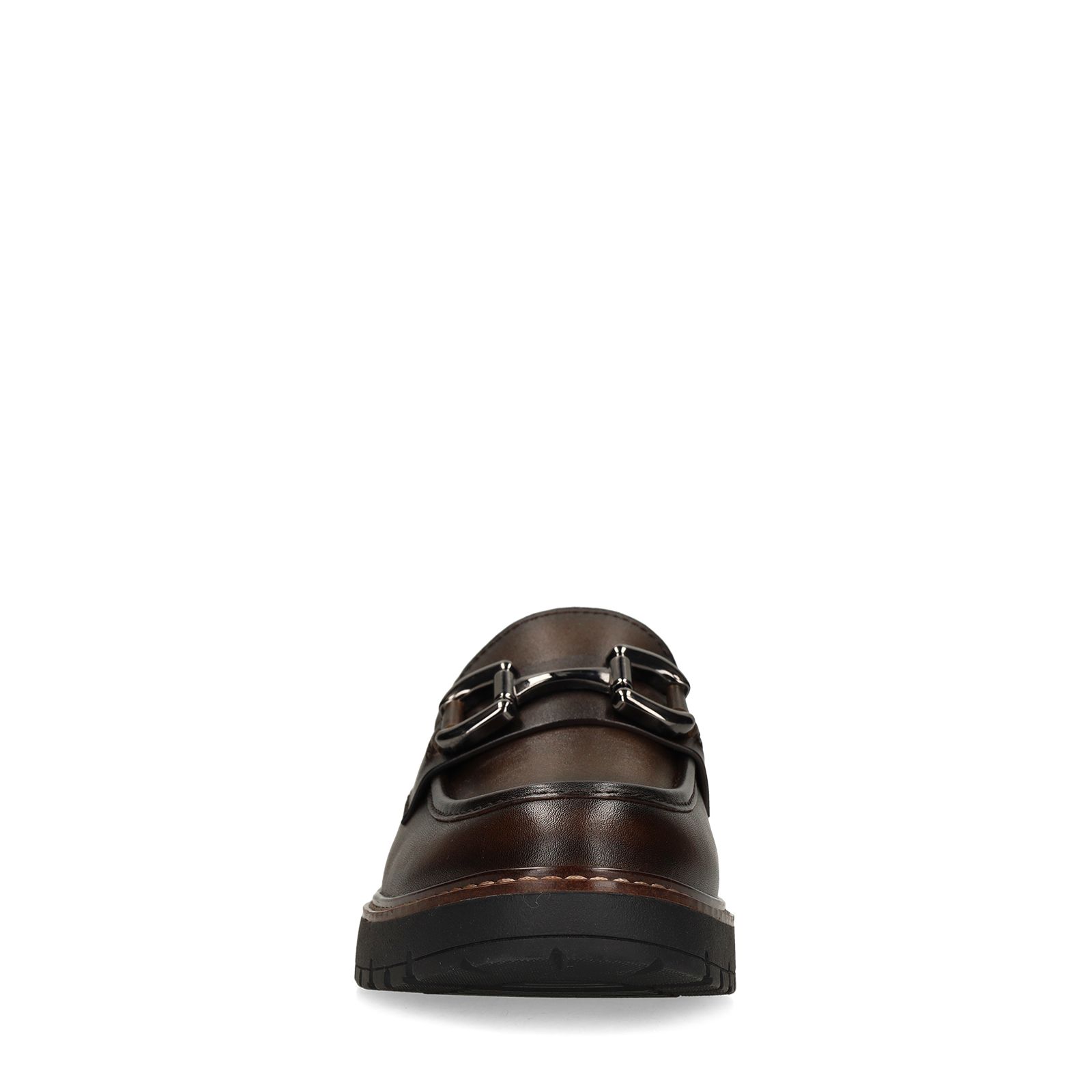 Dunkelbraune Leder-Loafer mit Kette
